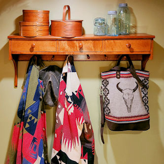 Shacker wall shelf with draws and hanging pegs